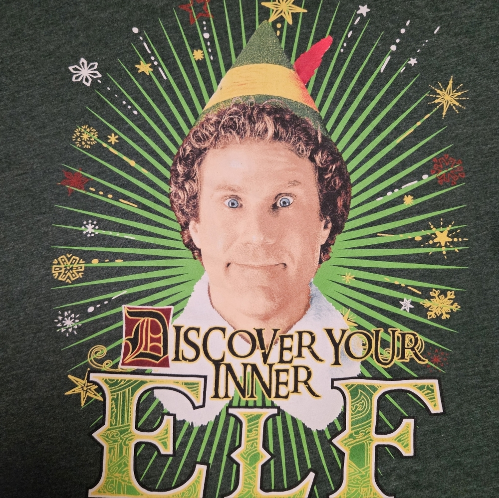 Elf Movie Buddy Will Ferrell Discover Your Inner Elf Graphic T-Shirt Mens L/G